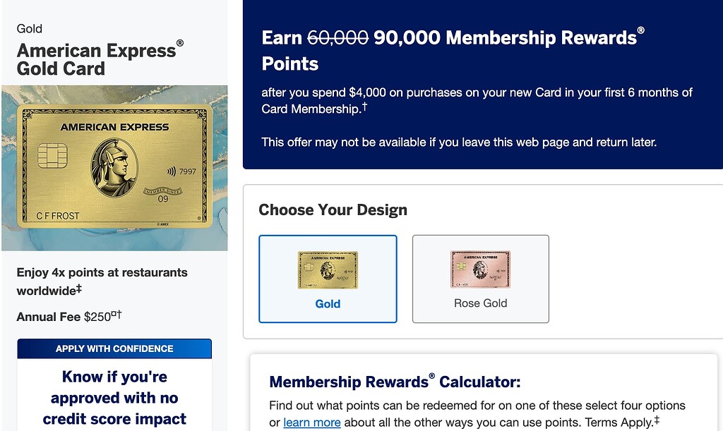 American Express Gold K Refer